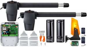 Napęd do bramy dwuskrzydłowej GENIUS G-BAT 300 - 2 x pilot , foto , lampa