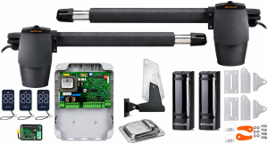 Napęd do bramy dwuskrzydłowej GENIUS G-BAT 400-3x pilot, foto, lampa, stoper